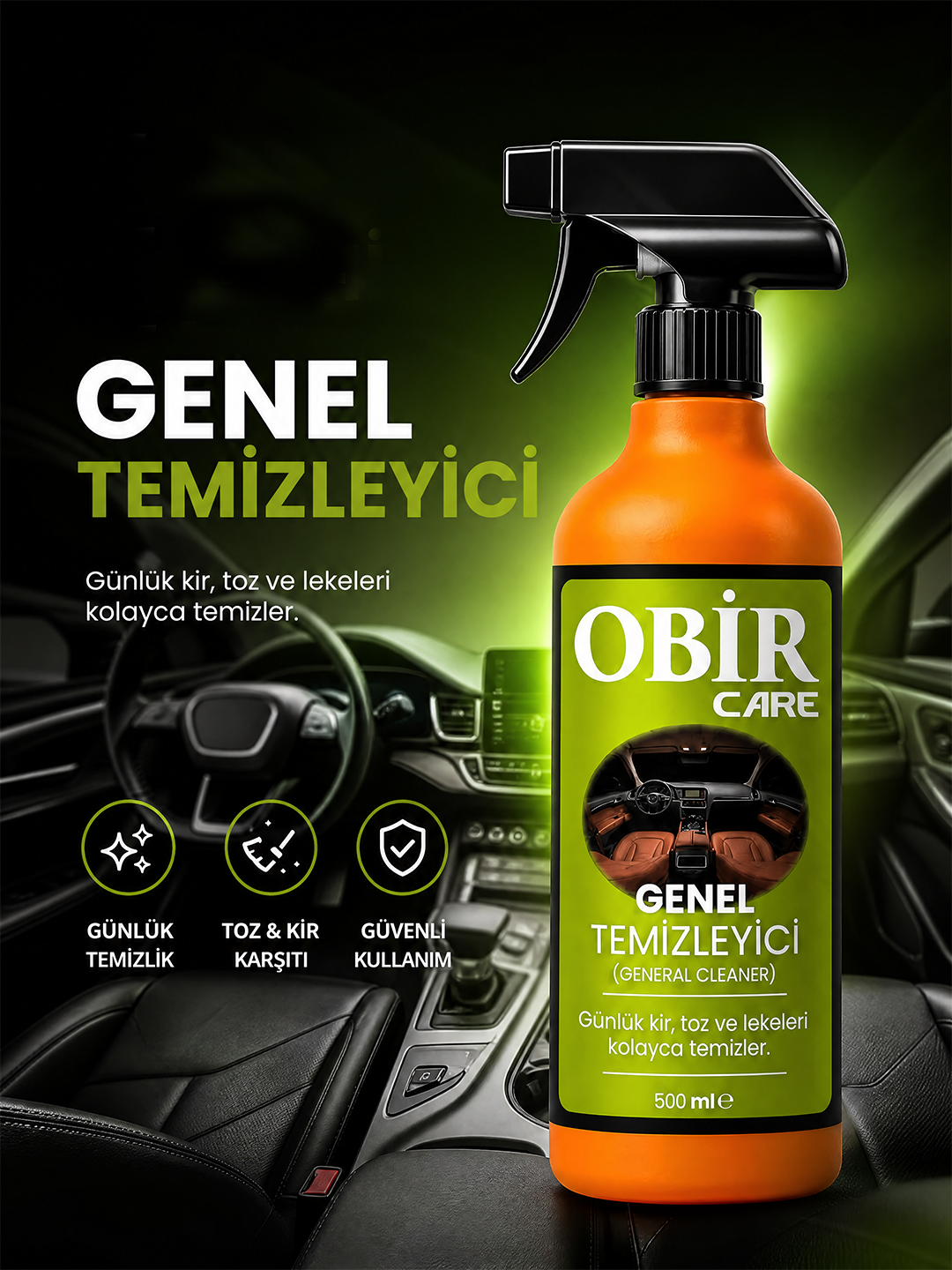 Araç İçi Genel Temizleyici 500 ml – Torpido & Döşeme