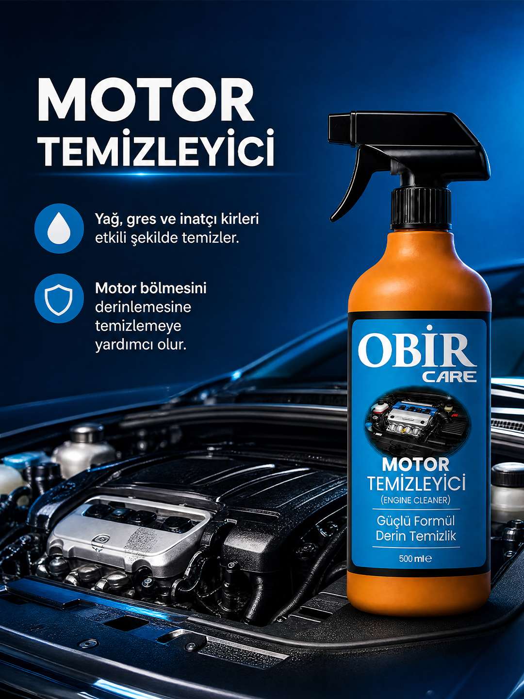 Motor Temizleyici 500 ml – Güçlü Yağ ve Kir Sökücü