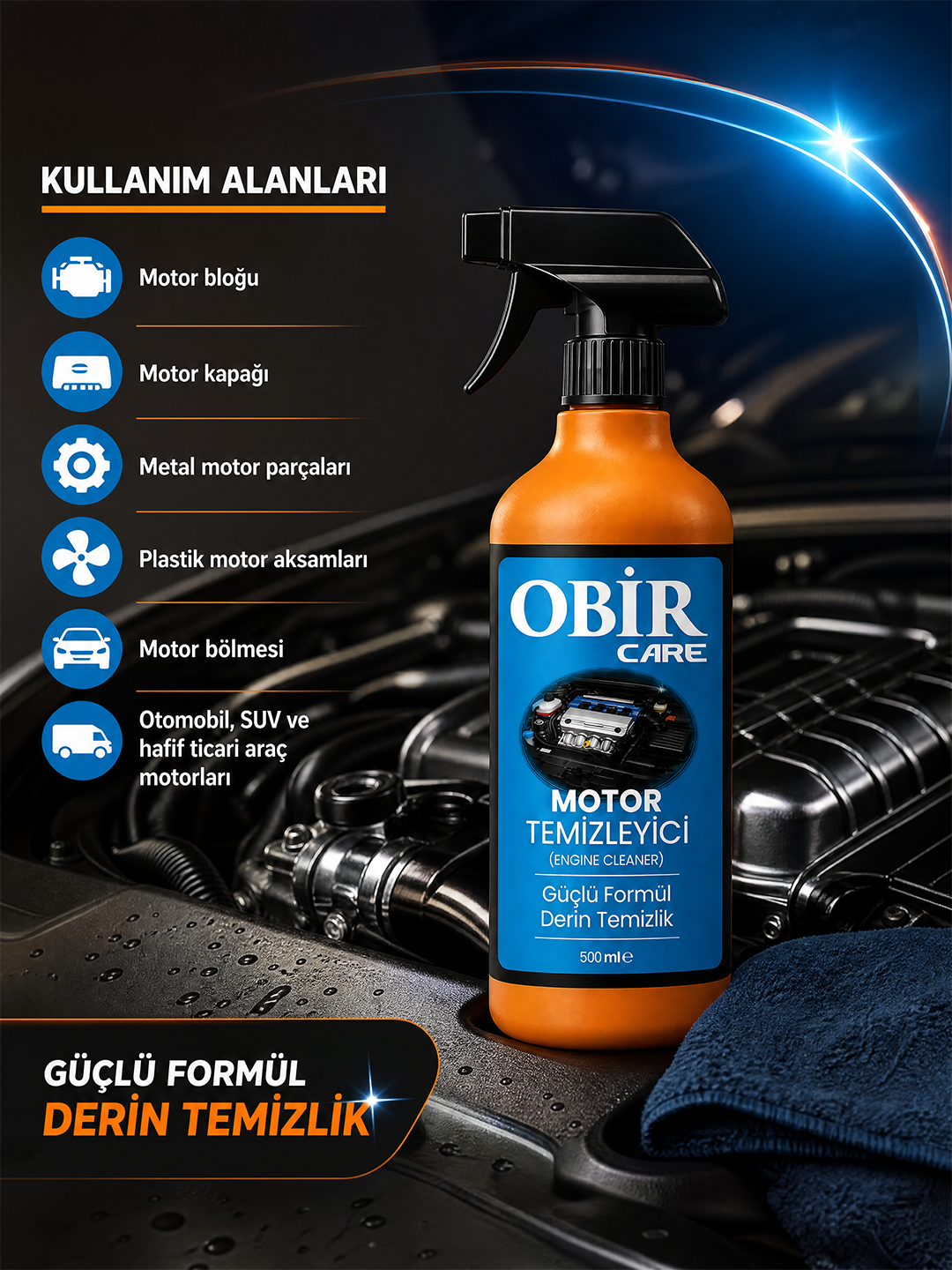 Motor Temizleyici 500 ml – Güçlü Yağ ve Kir Sökücü
